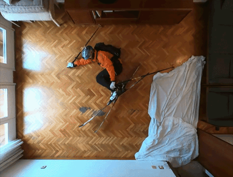  photographer goes stop-motion skiing his living room floor 
