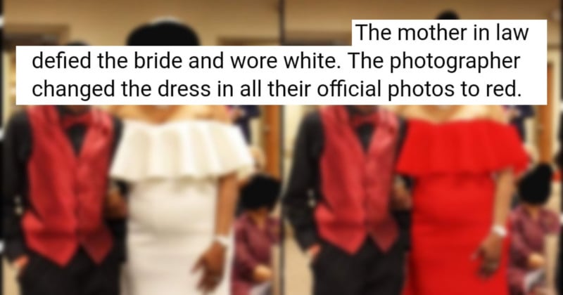  wedding photographer photoshops mother-in-law dress because she wore 