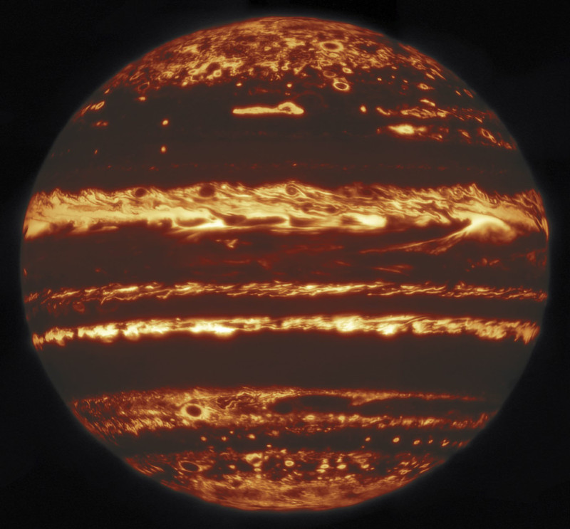 This is an Infrared Photo of Jupiter