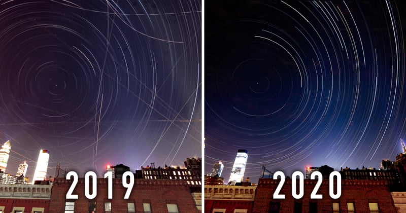 Before-and-After Photo of NYC Shows the Impact of COVID-19 on Air Traffic