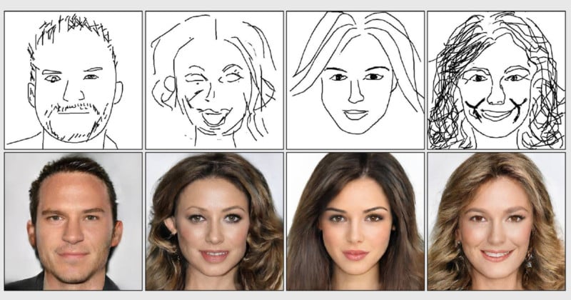  deepfacedrawing turns simple sketches into portrait photos 