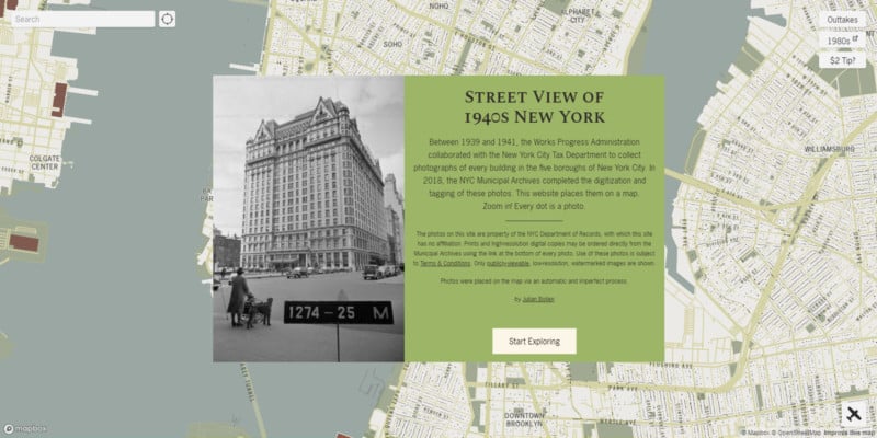 This Interactive Map is a Street View of 1940s New York City