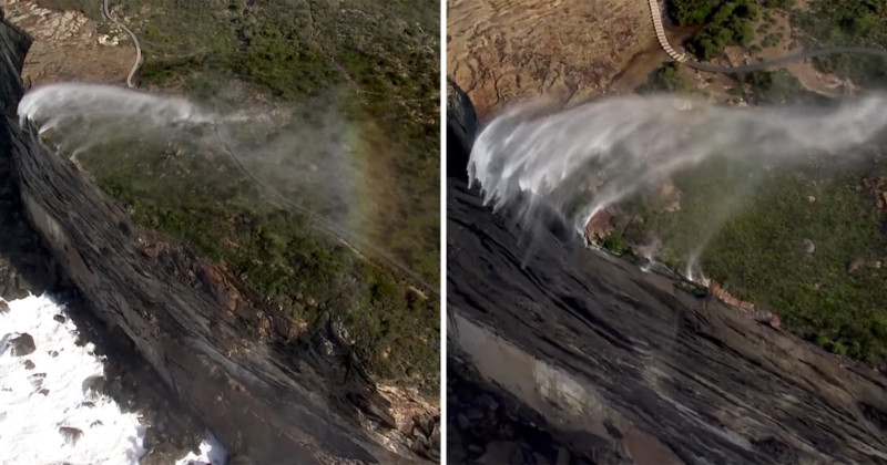  watch winds create reverse waterfalls australia 