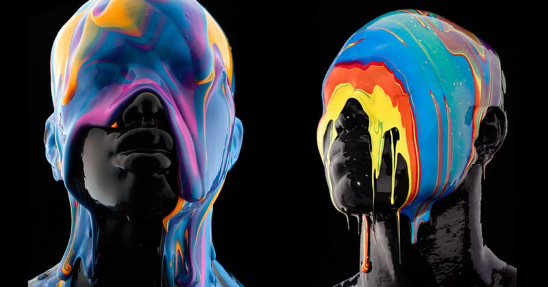  striking portraits people covered thick layers multi-colored paint 