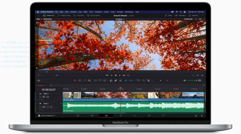 Apple new macbookpro davinci resolve screen 11102020