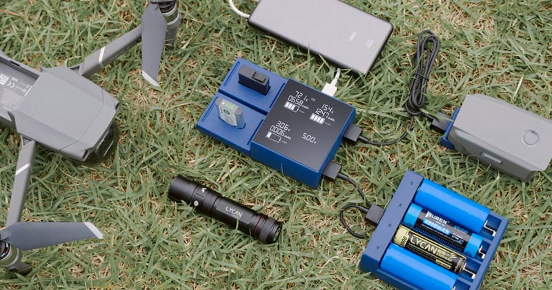  device can charge four different camera batteries 