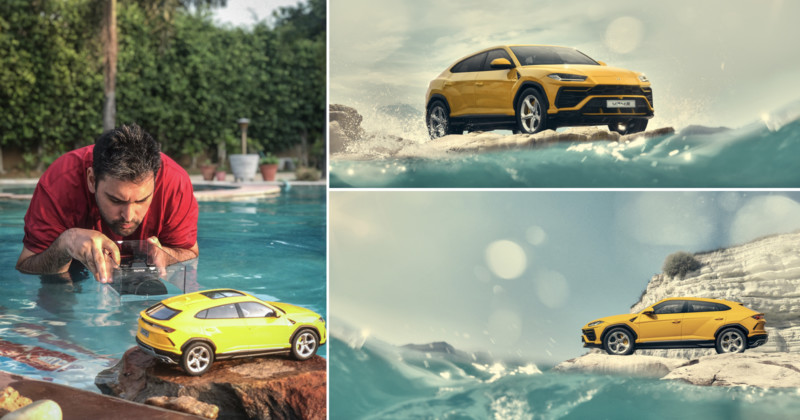 Faking an Oceanside Photo Shoot with a Swimming Pool and a Toy SUV