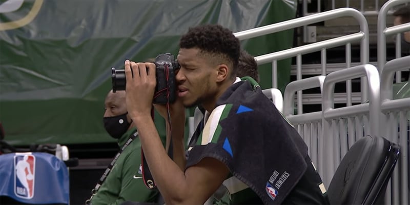 Giannis Antetokounmpo Enjoys Blowout By Becoming a Photographer