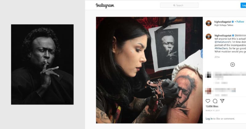 Photographer Sues Kat Von D Over Miles Davis Tattoo