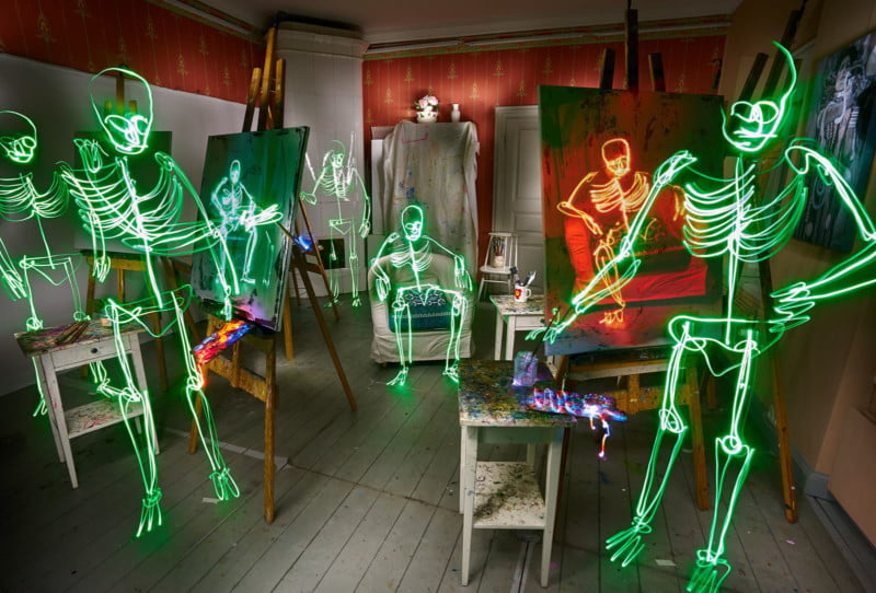  these skeleton light-painting photos are ultra-long single exposures 