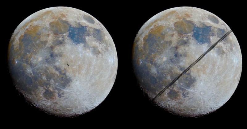Photog Captures Footage of the ISS Traveling In Front of a Mineral Moon