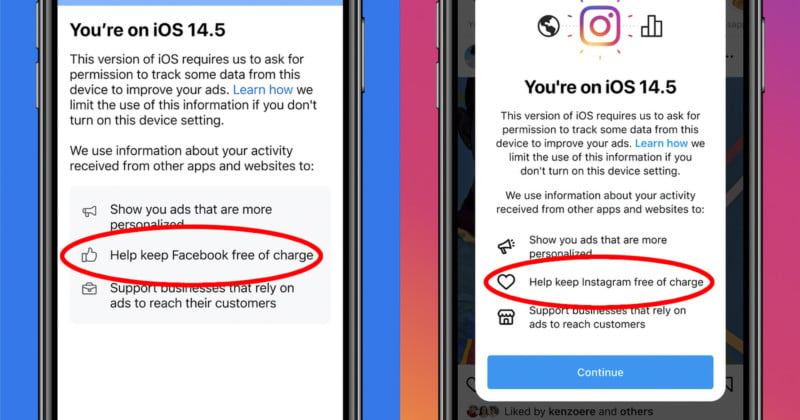 Instagram Uses iOS Notice to Convince You to Accept App Tracking