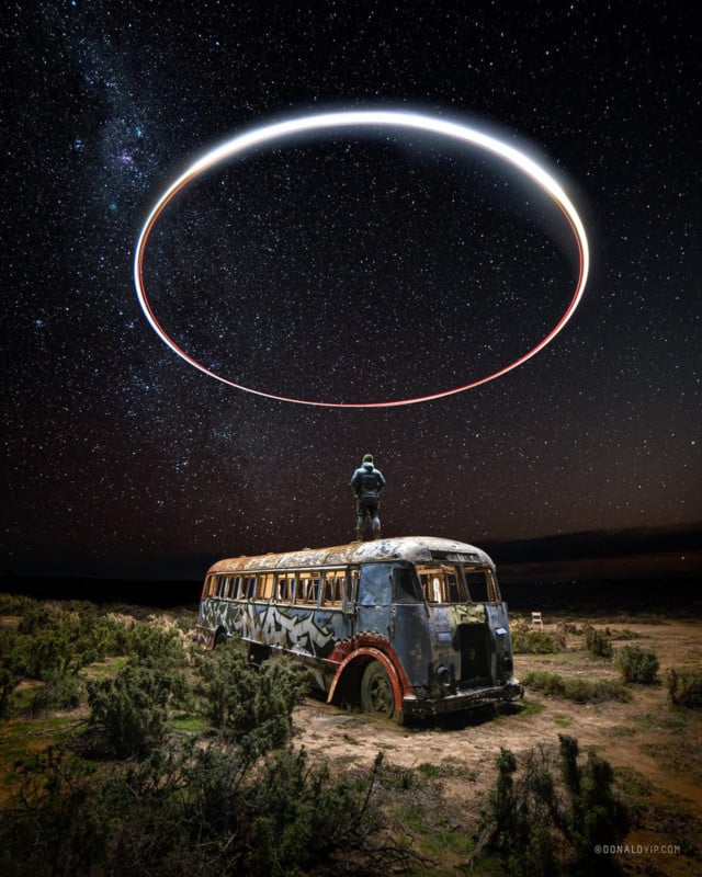 Photo of Halo Over Abandoned Bus Shot Using Drone Light