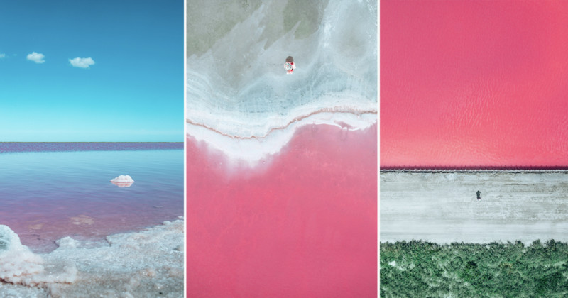 Photo Series of Natural Pink Salt Fields Looks Like Infrared Images