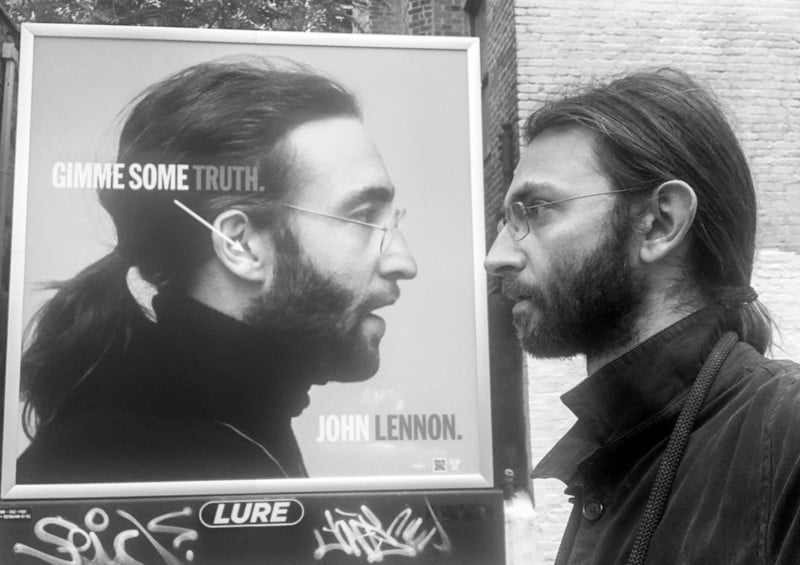  photographer spots his doppelganger john lennon poster 
