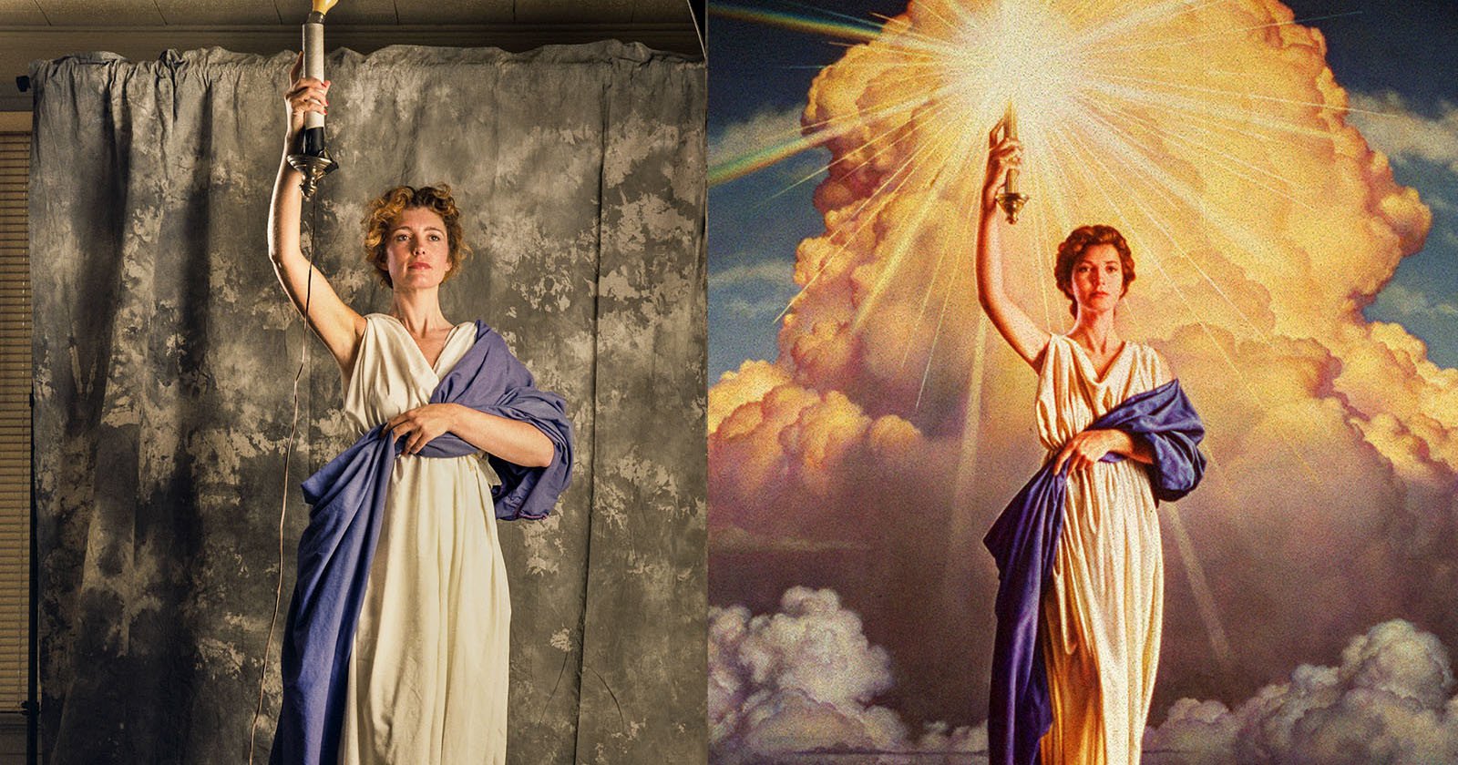  photo behind iconic columbia pictures torch 