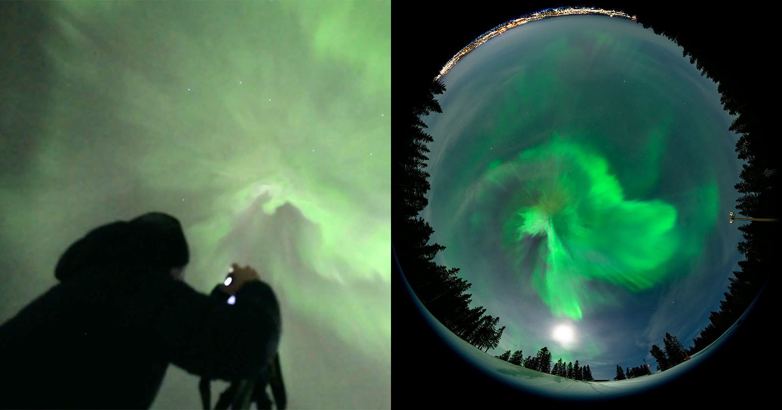Photographer Captures Stunning Shots of Northern Lights in Real-Time