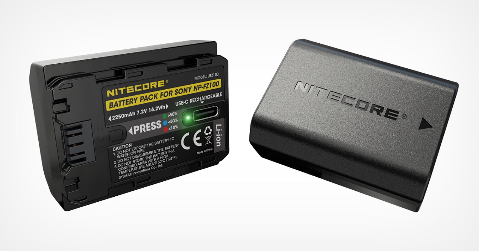  nitecore sony camera battery charges via integrated usb-c 