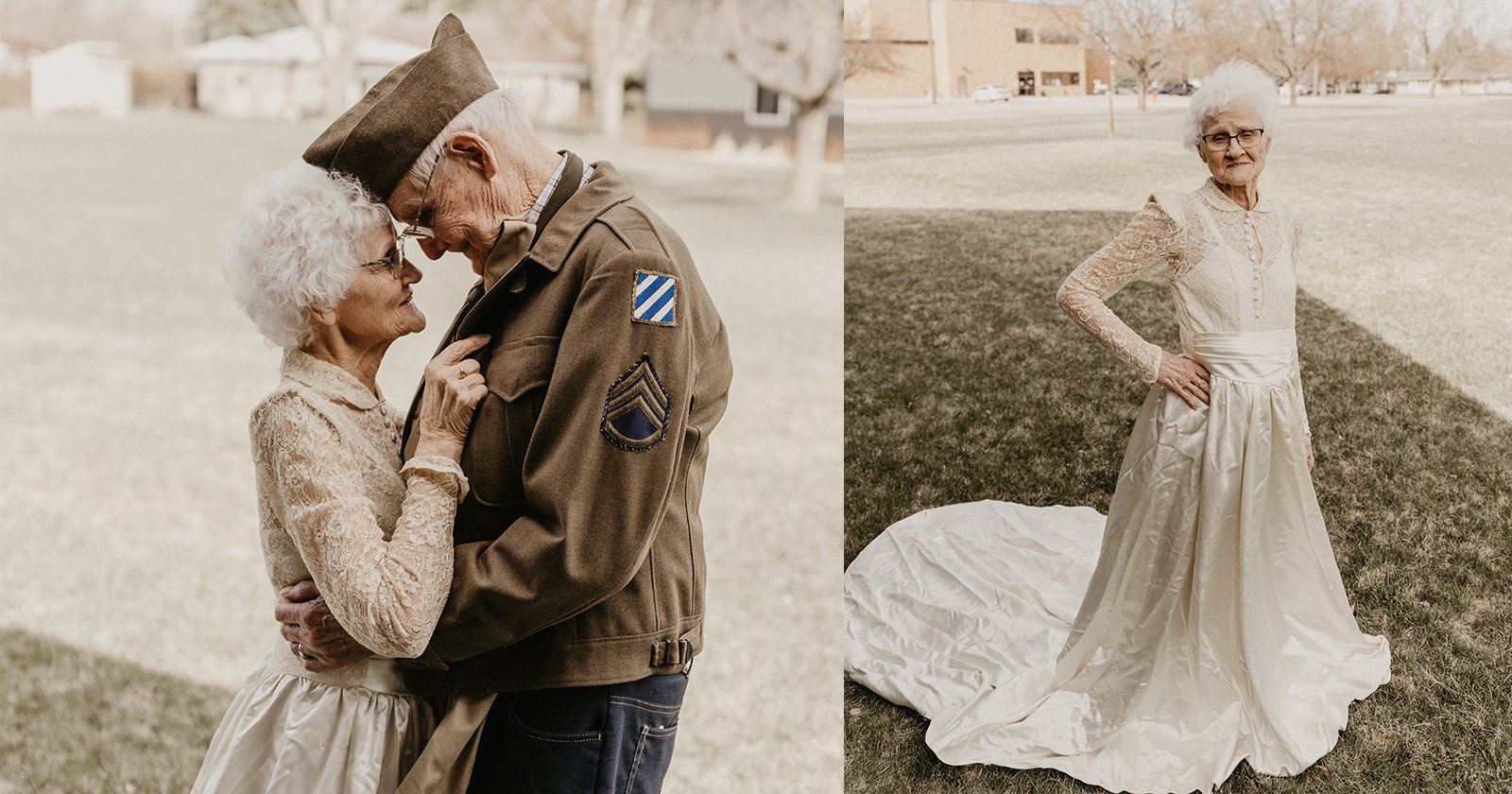 Grandma Poses for Anniversary Shoot in Her 70-Year-Old Wedding Gown