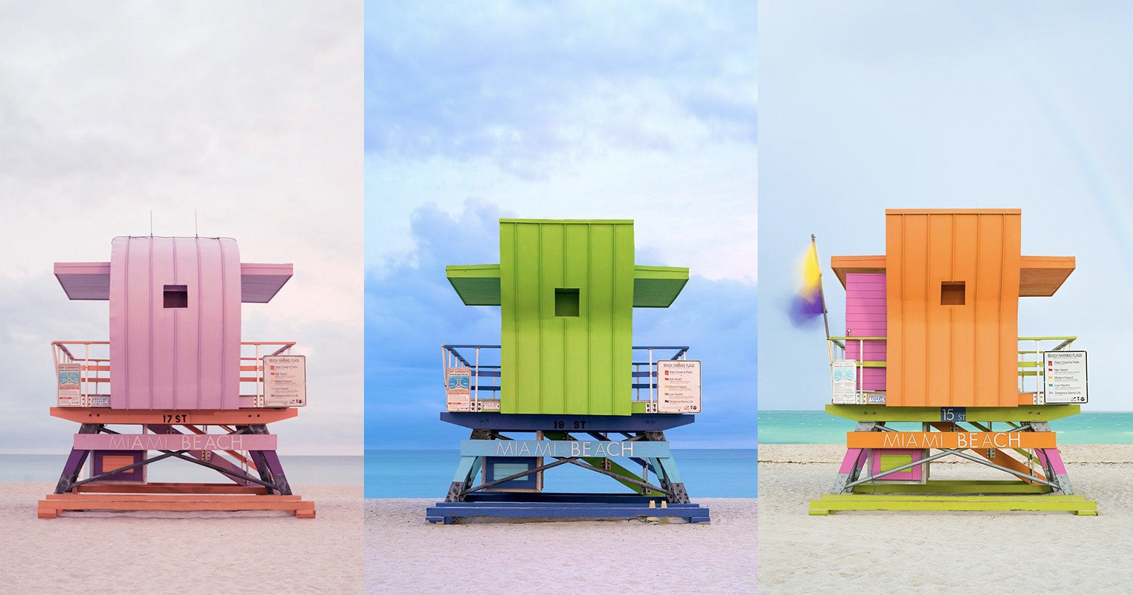  cheerful photo series highlights miami colorful lifeguard towers 