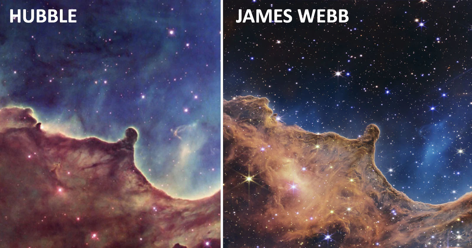 Comparing Webbs First Photos to What Hubble Saw