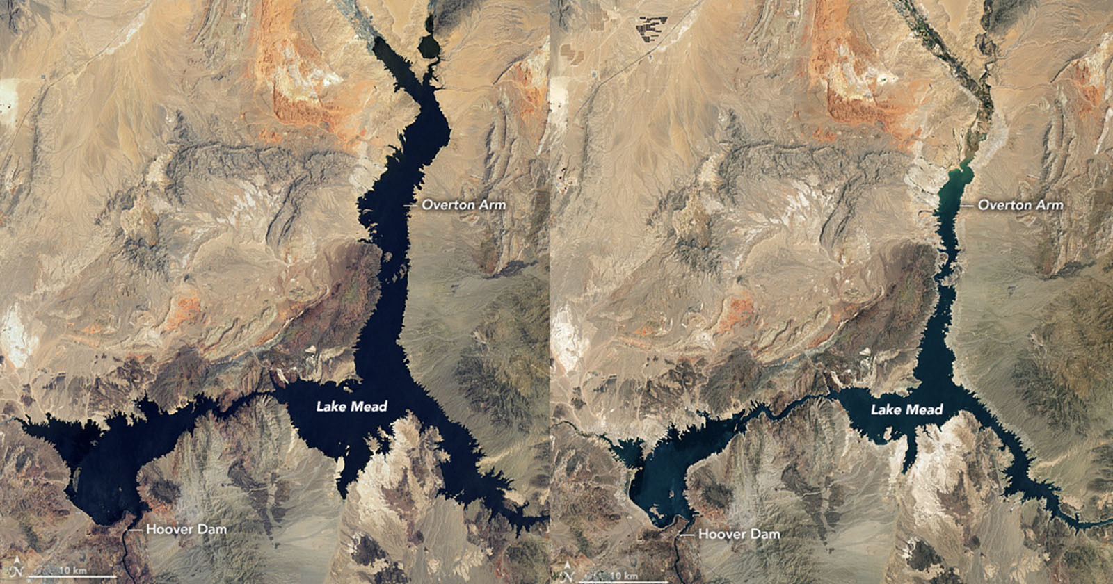 NASA Satellite Photos Reveal the Dramatic Decline of Lake Mead