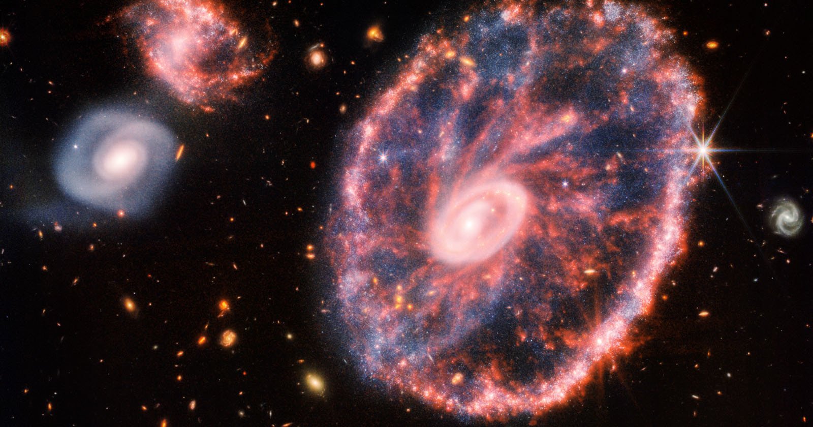  james webb telescope captures incredible photo cartwheel galaxy 