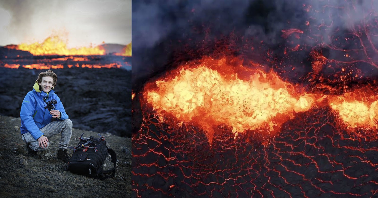Pilot Risks His Drone Capturing Icelands New Volcanic Eruption