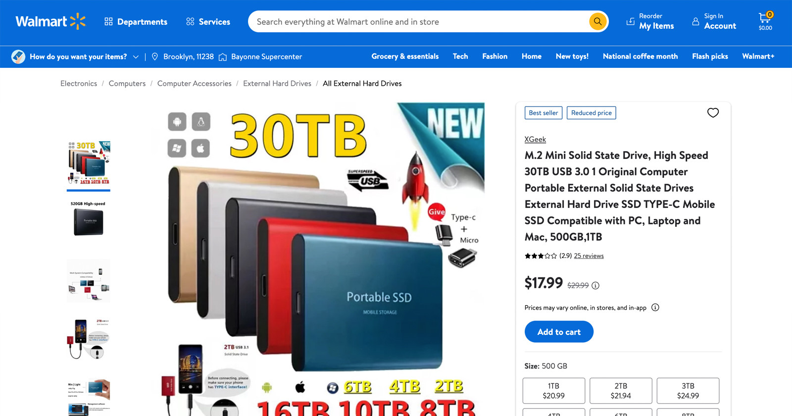 Walmart Sold a Super-Cheap Scam SSD That Fakes a 30TB Capacity