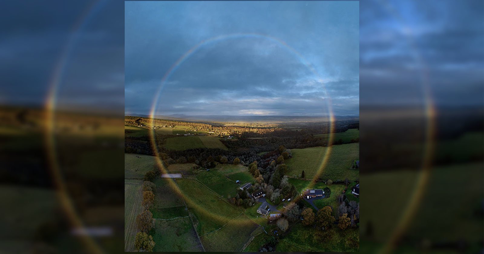  photographer uses drone capture ultra-rare full circle rainbow 