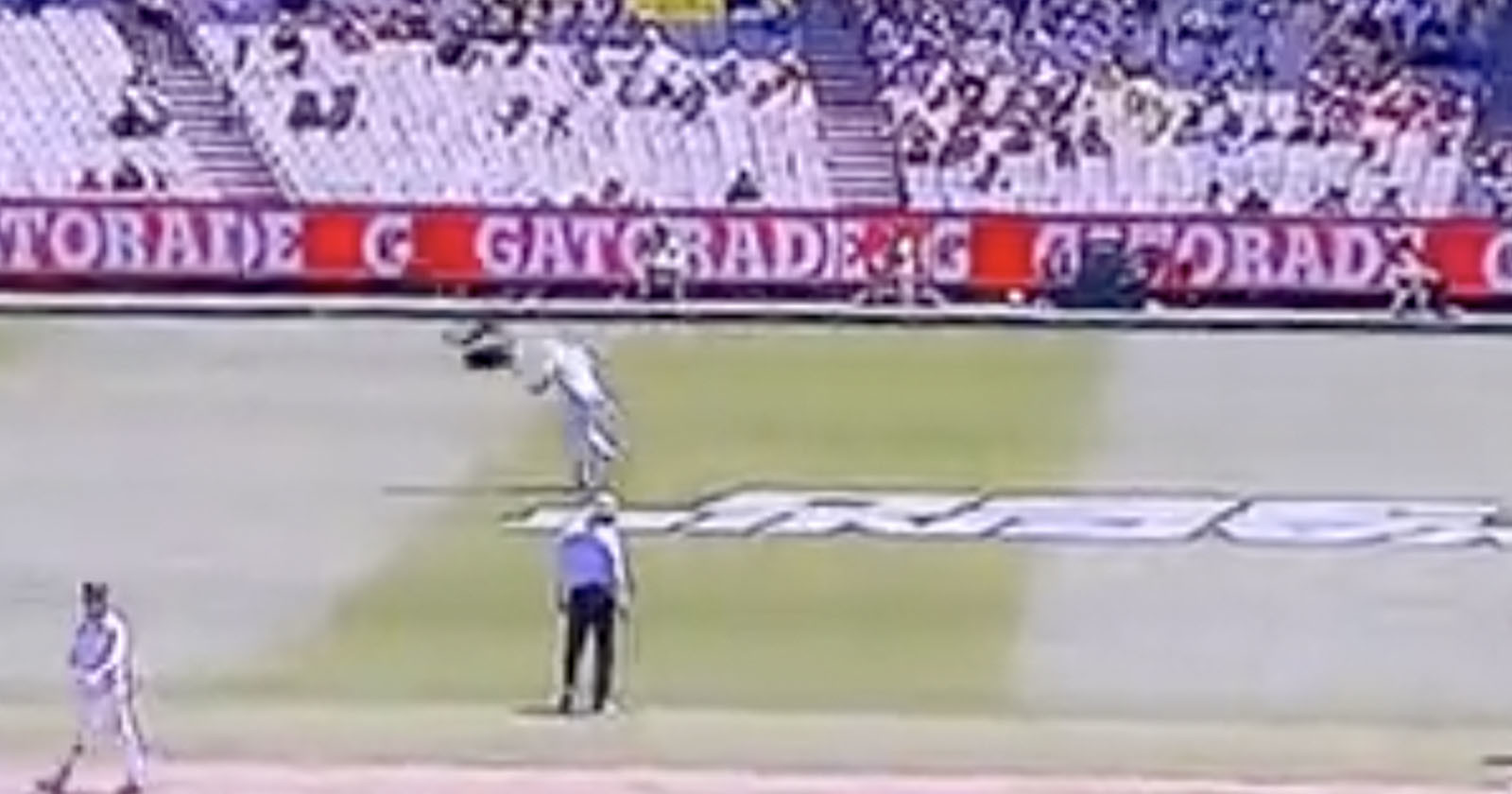  flying camera hits cricket player during live game 