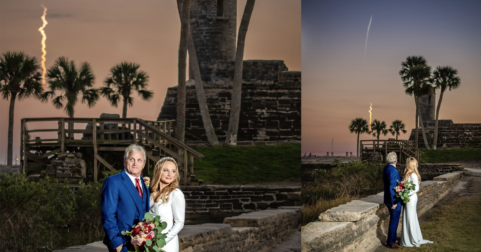 SpaceX Rocket Photobombs Couples Wedding Picture