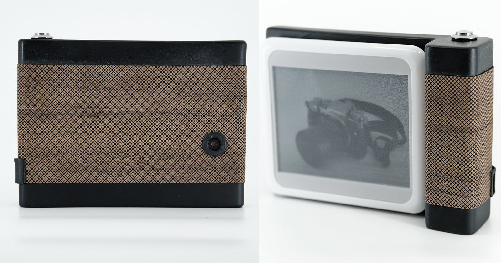  custom polaroid-style instant camera uses e-paper reusable film 
