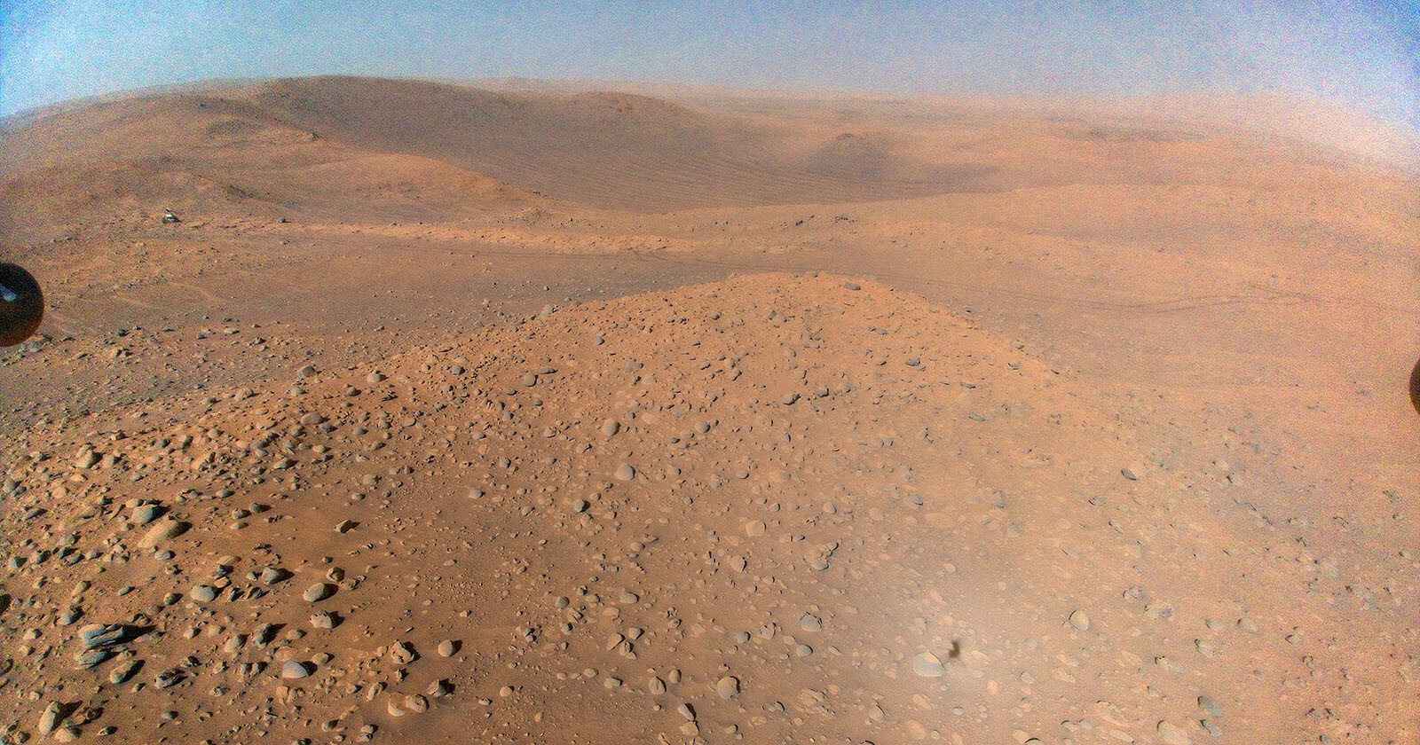 Incredible Aerial Photo of Mars Shows Blue Sky and Perseverance Rover
