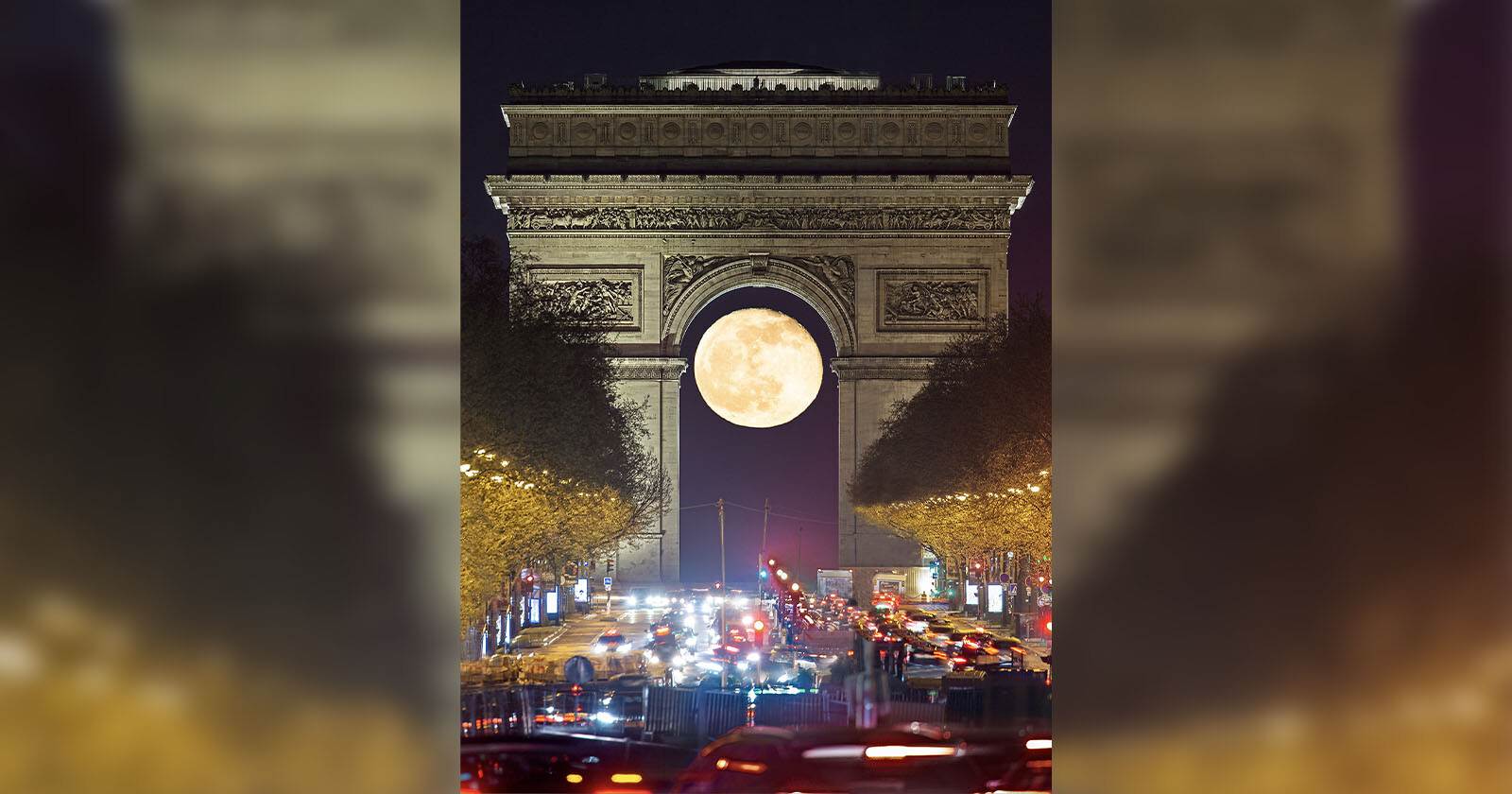 Months of Planning Pays Off as Photographer Captures Full Moon Inside Arc de Triomphe