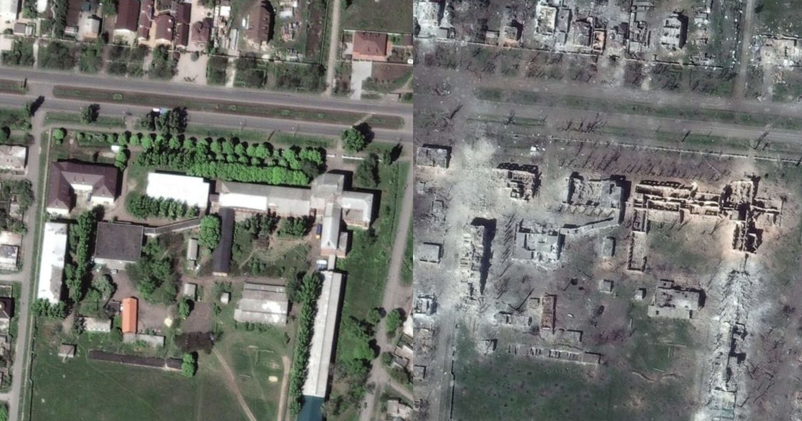 Shocking Before and After Satellite Imagery of Embattled City in Ukraine