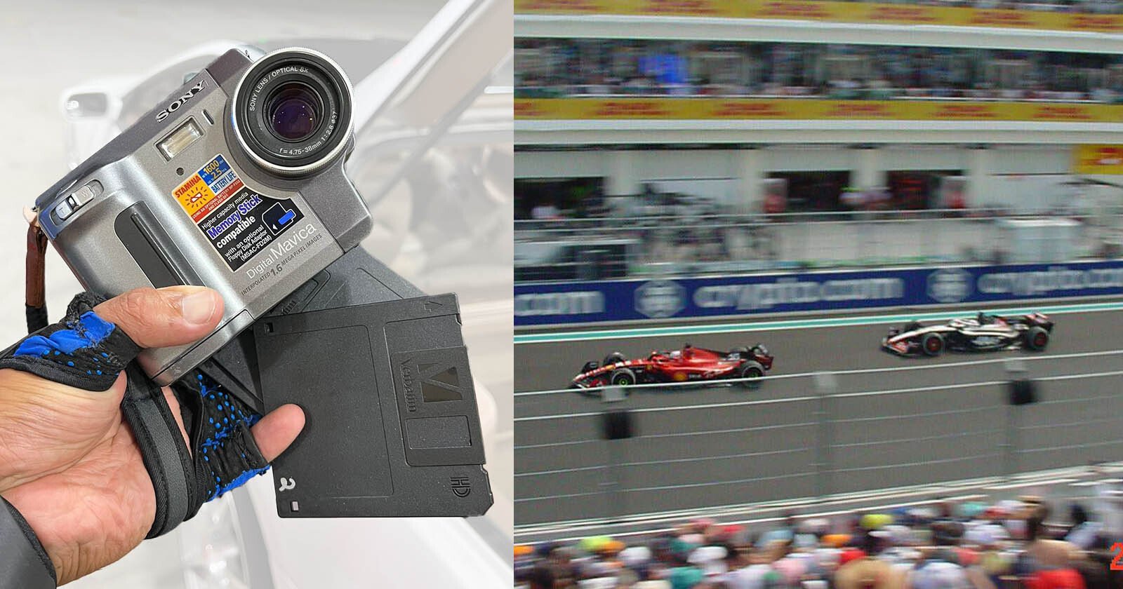 F1 Bans Fans Pro Camera, So He Brings a Floppy Disk Camera Instead