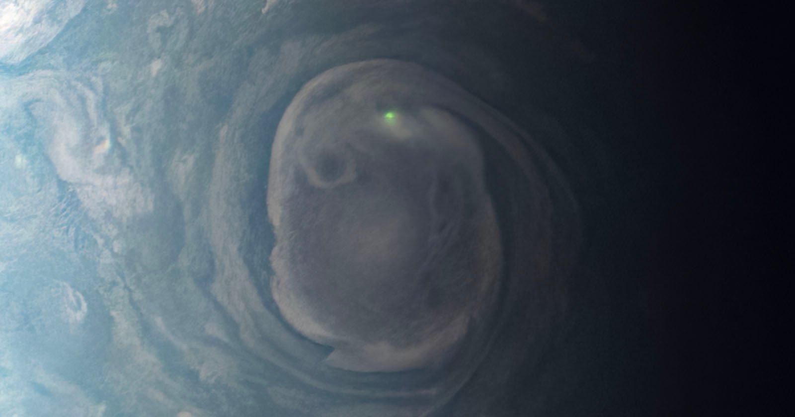 NASA Probe Captures Green Lightning Bolt on Jupiter
