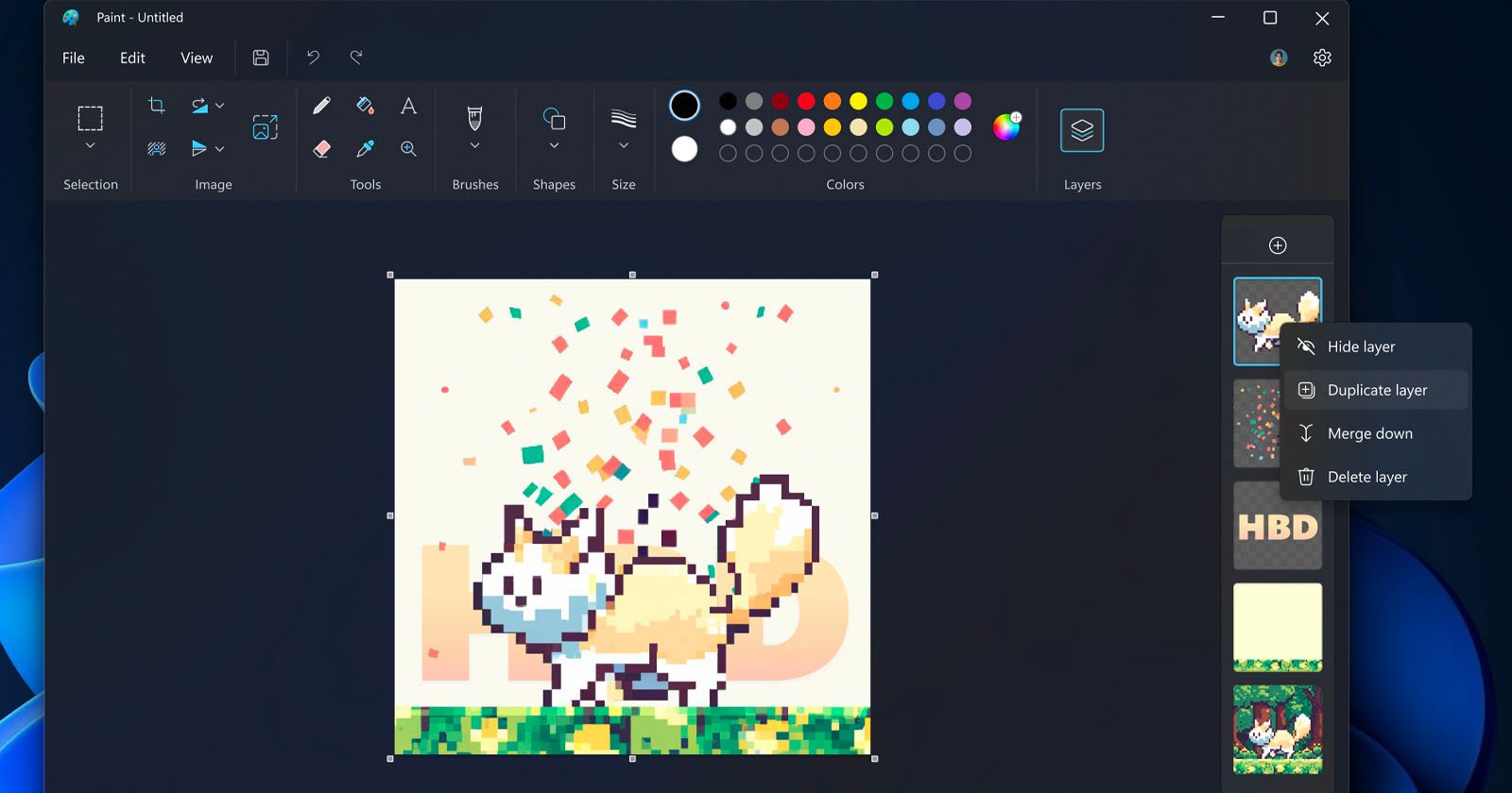  microsoft paint getting photoshop-like layers transparency 