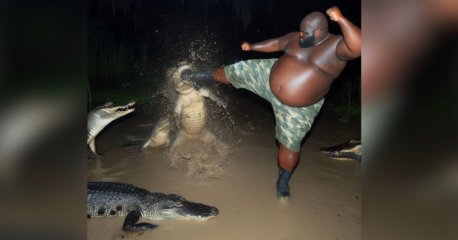  internet fooled viral image man fighting alligator 