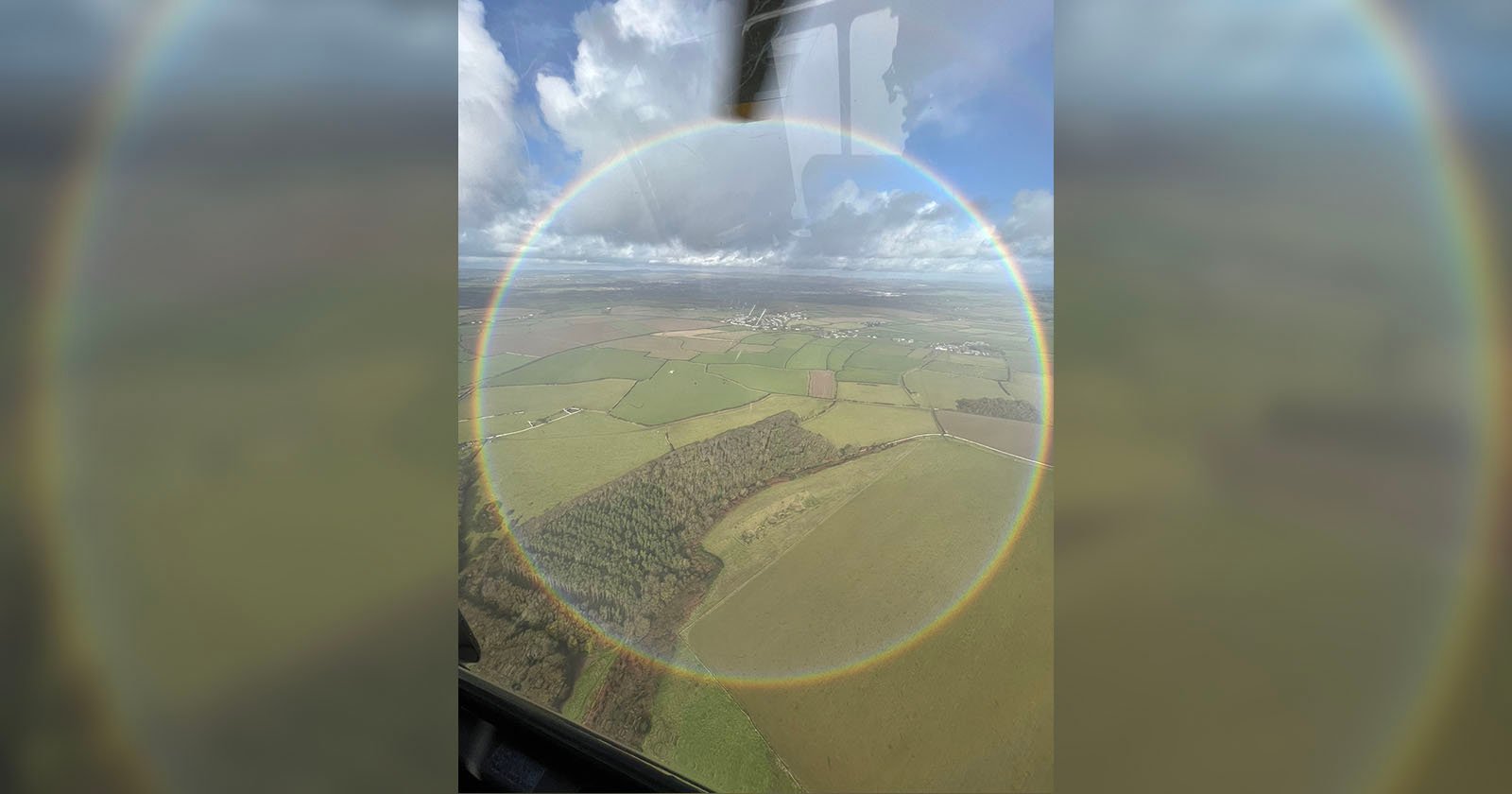 Police Helicopter Gets Close to a Rare Full-Circle Rainbow