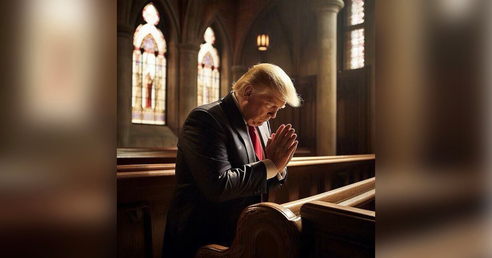 Trump Shares AI Image of Himself Praying With Six Fingers