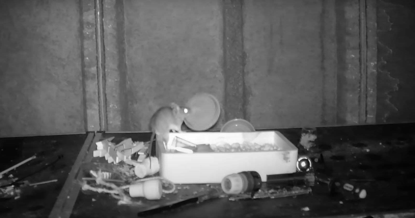  photographer records mouse secretly tidying his shed 