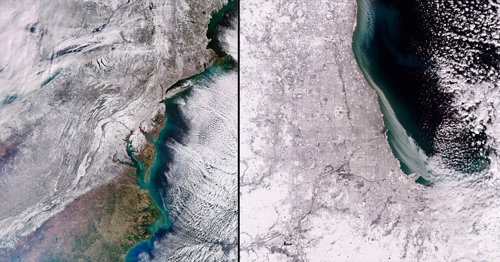 Photos From Orbit Emphasize the East Coasts Record-Breaking Cold