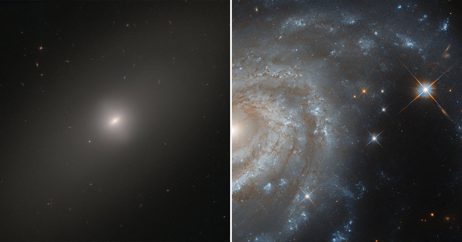 Hubble Shows a Peaceful, Aged Galaxy and a Spiraled Supernova Remnant