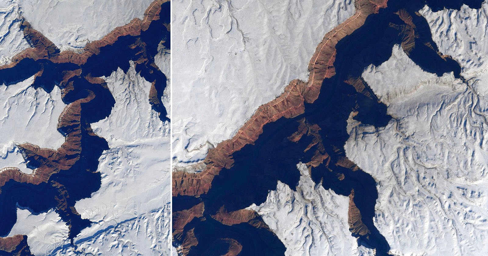  astronaut captures unusual photos snow-covered grand canyon 