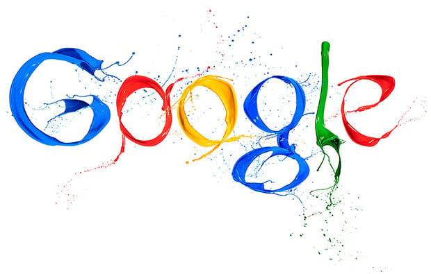 google logo using photos of tossed paint