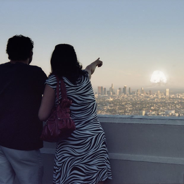 tourists watching nuclear explosions