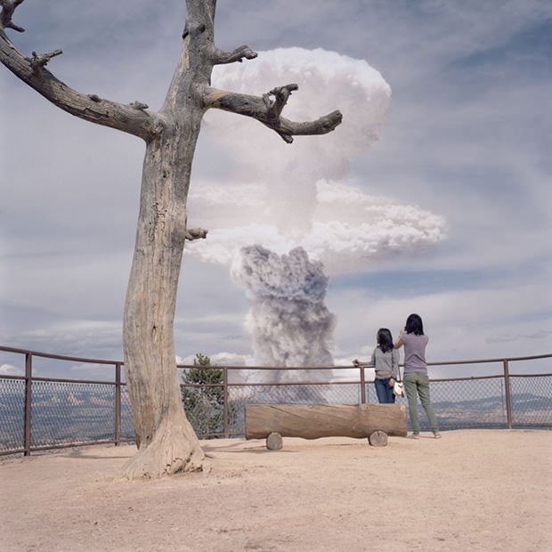 tourists watching nuclear explosions