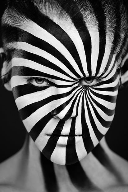 Black & White Face Photography  White face paint, Black and white face,  Face photography